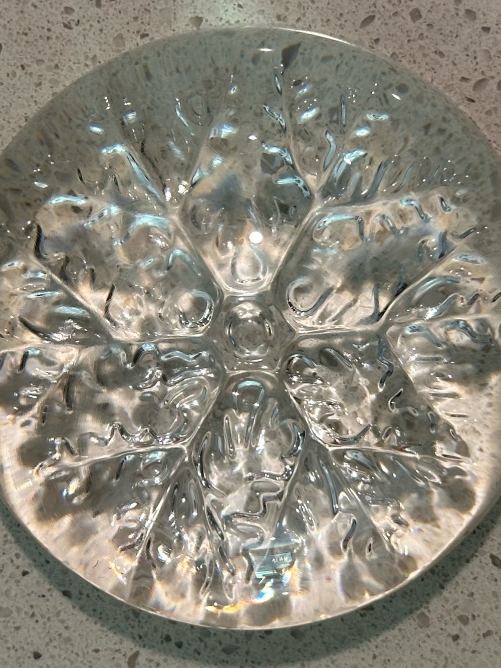 Avon Domed Snowflake Paperweight Lead Crystal 24% 3.5 inch Diameter